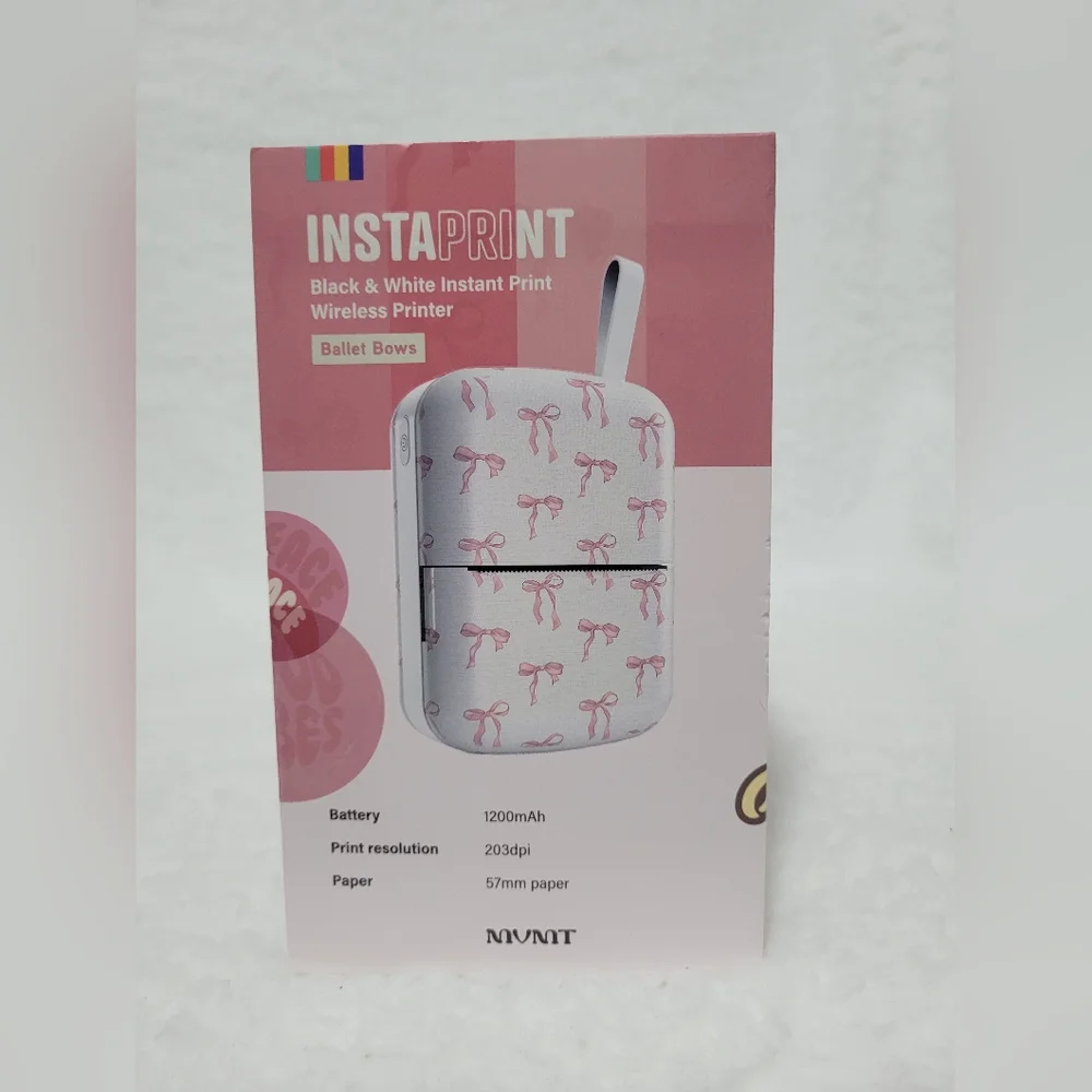 Instaprint Pink Bow Patter Wireless Instant Printer